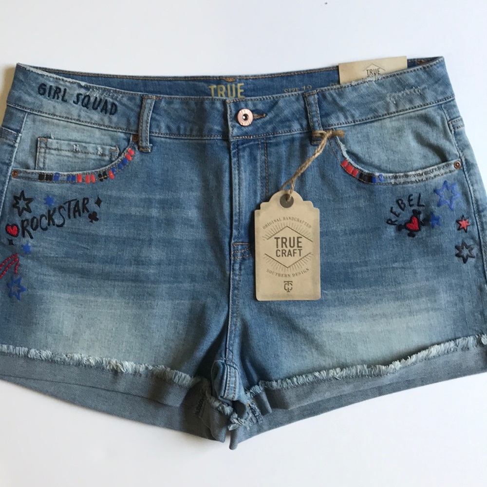 True Craft - Rock Star Denim Shorts, 13 NWT